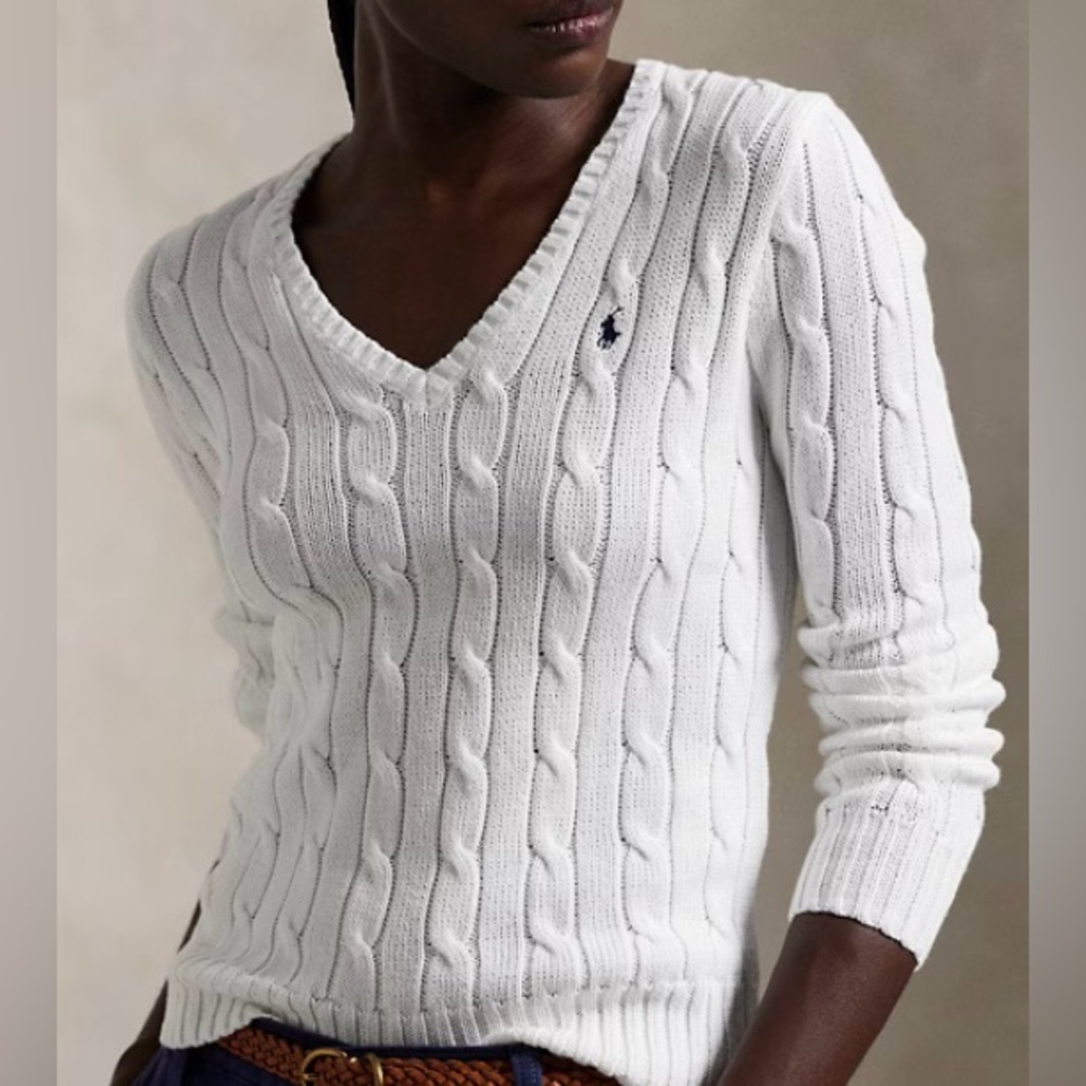 Ralph Lauren White V-Neck Sweater